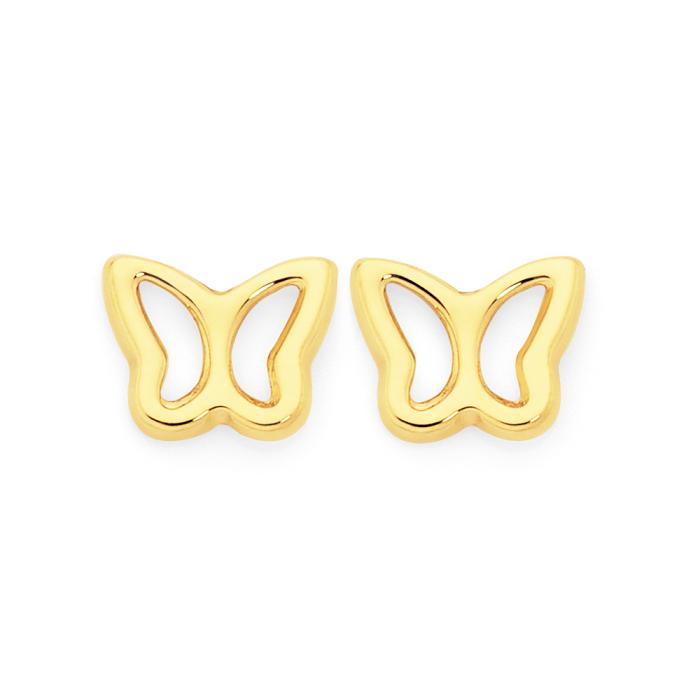 9ct Gold Open Butterfly Stud Earrings