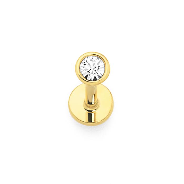 9ct Gold Diamond Bezet Set Labret
