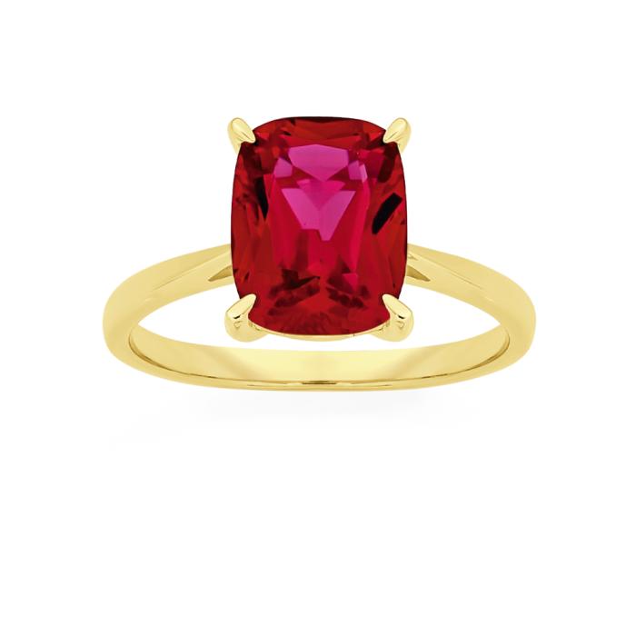 9ct Gold Created Ruby Claw Ring