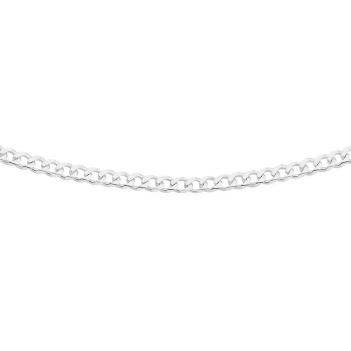 Italian Sterling Silver Bevelled 45cm Solid Dia-Cut Curb Chain