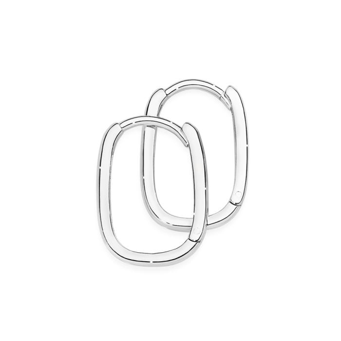 Sterling Silver Medium Oblong Hoop Earrings