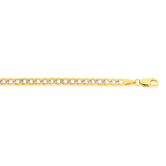 9ct Gold 19.5cm Two Tone Curb Bracelet