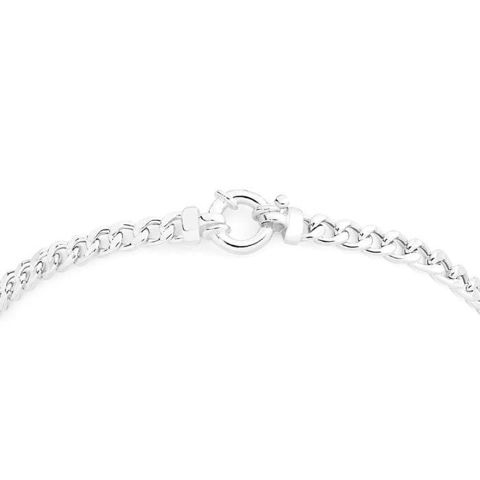 Italian Made Silver Bolt Ring 19.5cm Curb Bracelet