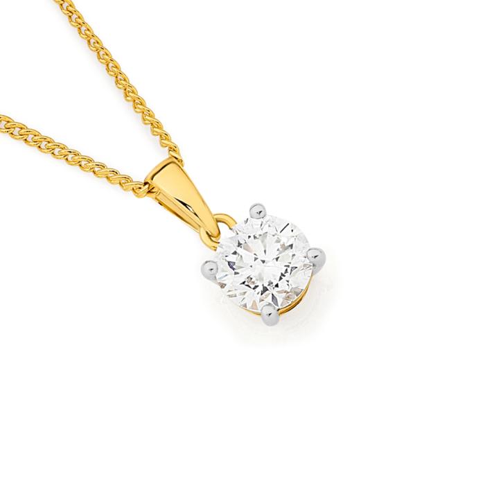 Alora 14ct Gold 1 Carat Lab Grown Diamond Solitaire Pendant