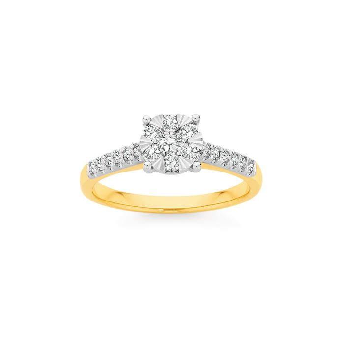 9ct Gold Diamond Round Cluster Ring