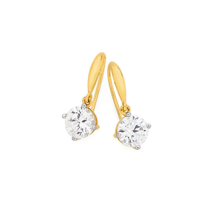 9ct Gold Cubic Zirconia Hook Earrings