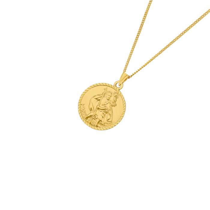 9ct Gold 20mm Solid St. Christopher Men's Medal