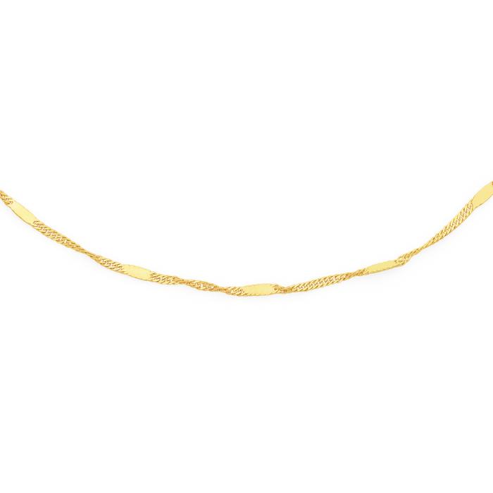 9ct Gold 45cm Solid Mirror Singapore Chain