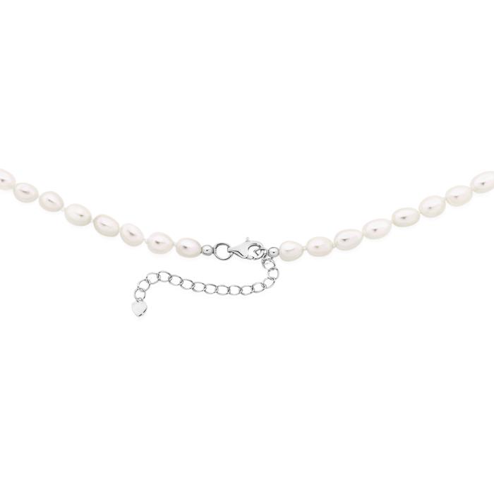 Sterling Silver 45+5cm Rice F/W Pearl Necklace