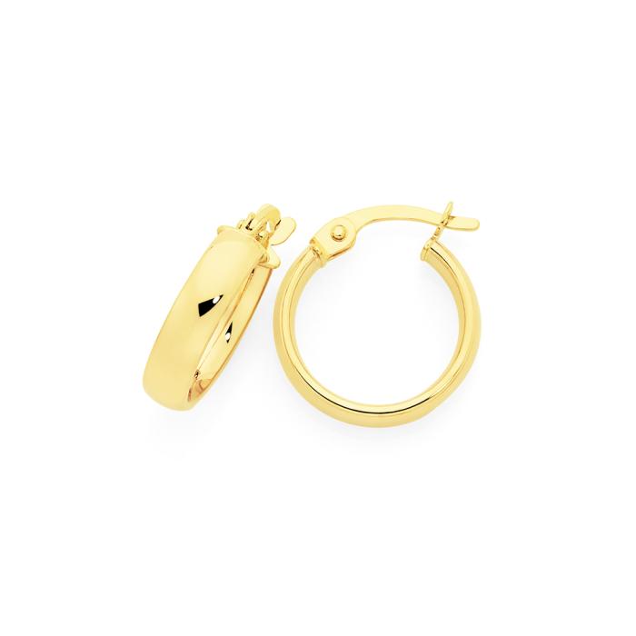 9ct Gold 3x10mm Half Round Hoop Earrings