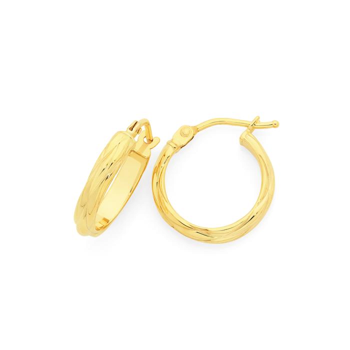 9ct Gold 3x10mm Half Round Twist Earrings