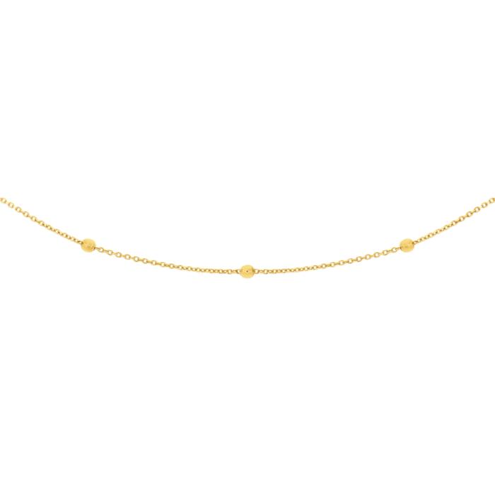9ct Gold 45cm Beaded Solid Cable Chain
