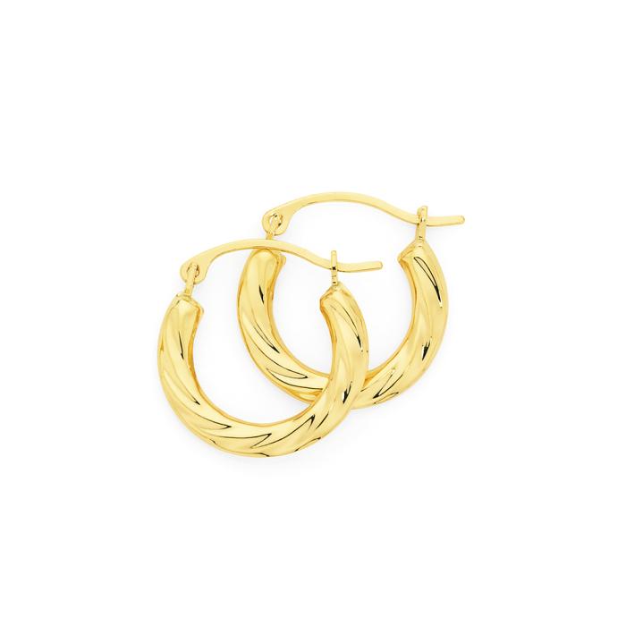 9ct Gold 10mm Twist Hoop Earrings