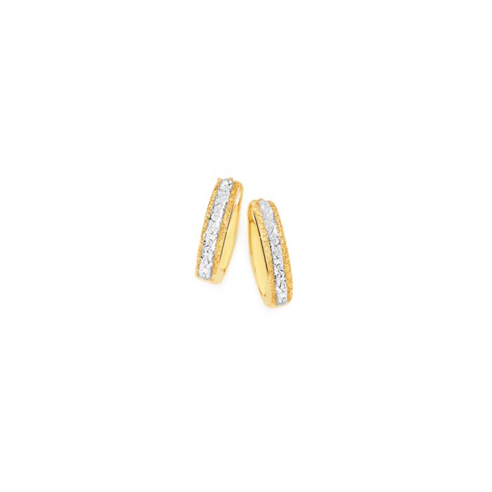9ct Gold Two Tone Huggie Earrings
