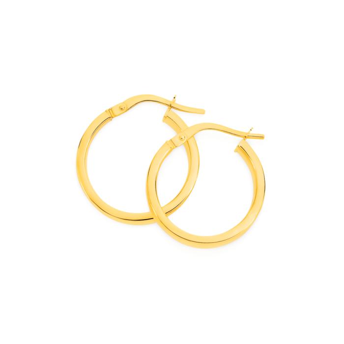 9ct Gold 15mm Square Tube Hoop Earrings