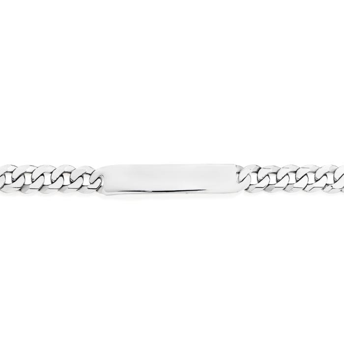 Sterling Silver 21cm Solid Curb I.D. Men's Bracelet