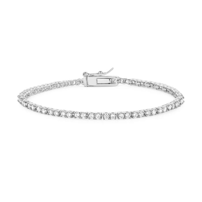 Sterling Silver 18cm Fine 2mm Cubic Zirconia Tennis Bracelet