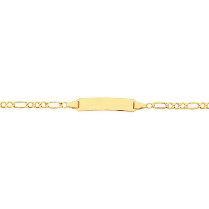 9ct Gold 19cm Hollow Figaro 3+1 ID Bracelet
