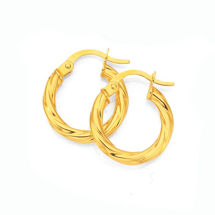 9ct Gold 2.5x10mm Twist Hoop Earrings