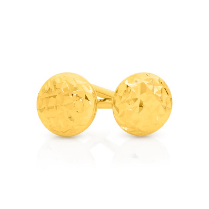 9ct Gold 4mm Diamond-Cut Button Stud Earrings