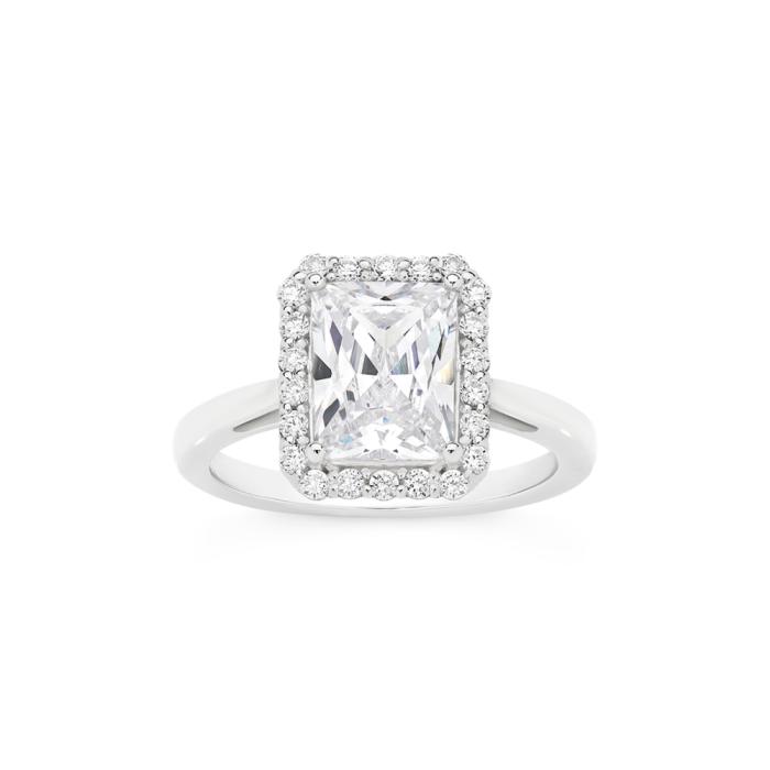 Silver Square & Frame CZ Cluster Dress Ring