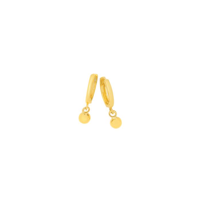 9ct Gold Ball Drop Huggie Earrings