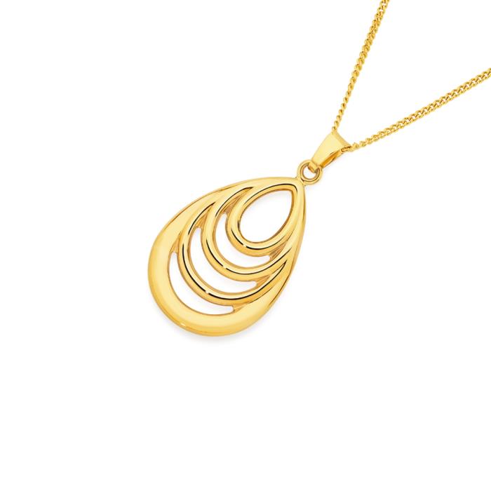 9ct Gold Multi Teardrop Pendant