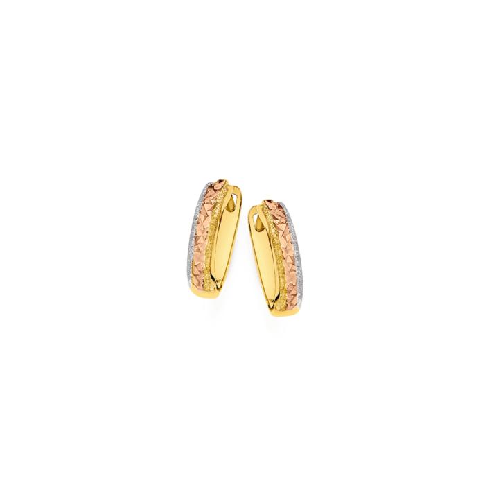 9ct Gold Tri Tone Stardust Huggie Earrings
