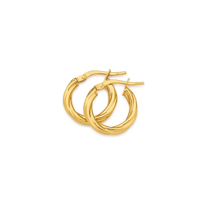 9ct Gold 2.5x10mm Twist Hoop Earrings