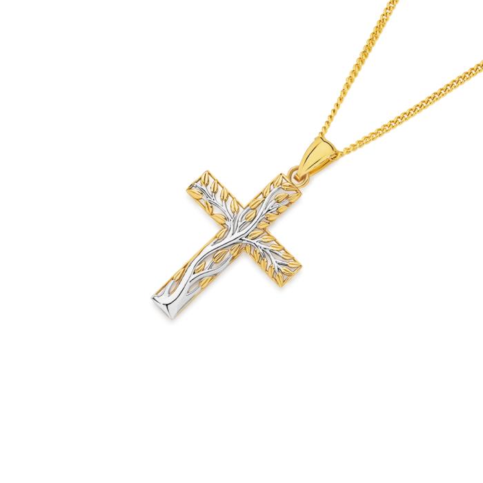9ct Gold Tree Cross Pendant