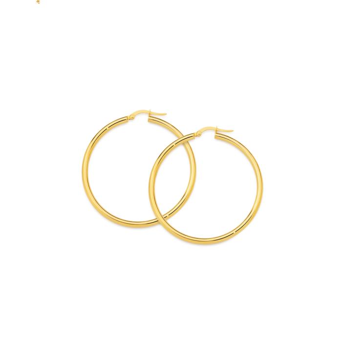 9ct Gold 2.5x30mm Polished Hoop Earrings