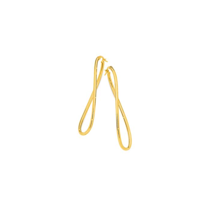 9ct Gold Thin Oval Wave Hoop Earrings