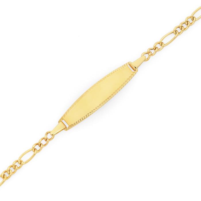 9ct Gold 15cm Figaro 3+1 ID Bracelet