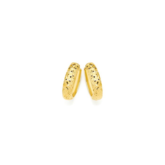 9ct Gold Diamond-cut Huggie Earrings