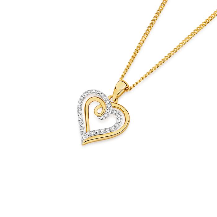 9ct Gold Diamond Heart Pendant