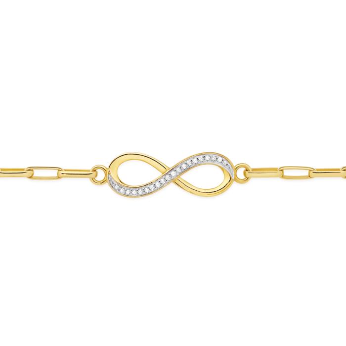 9ct Gold Diamond Infinity Link Bracelet