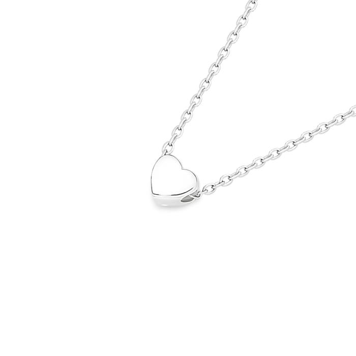 Sterling Silver 45cm Puff Heart Slider Necklace