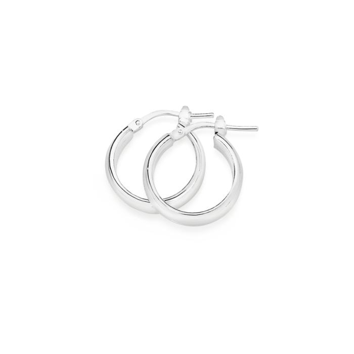 Sterling Silver 12mm Half Round Hoop Earrings