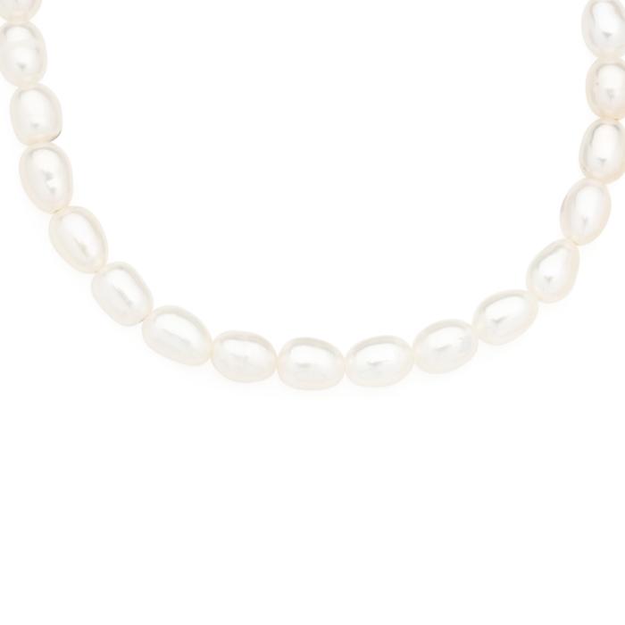 Sterling Silver 40cm 3x3.5mm Cult F/W Rice Pearl Necklet