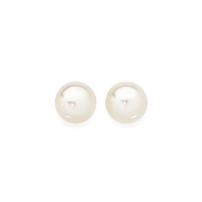 Sterling Silver 9x9.5mm Button Cult F/W Pearl Studs