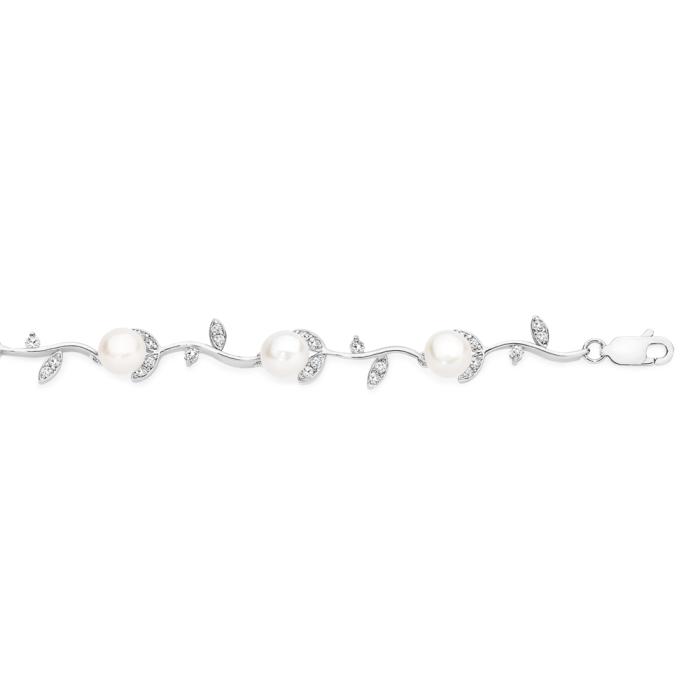 Silver Cult F/W & CZ Flower Link Bracelet