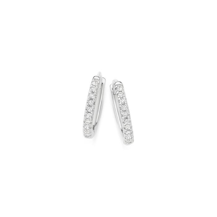 Sterling Silver Cubic Zirconia 14mm Huggies