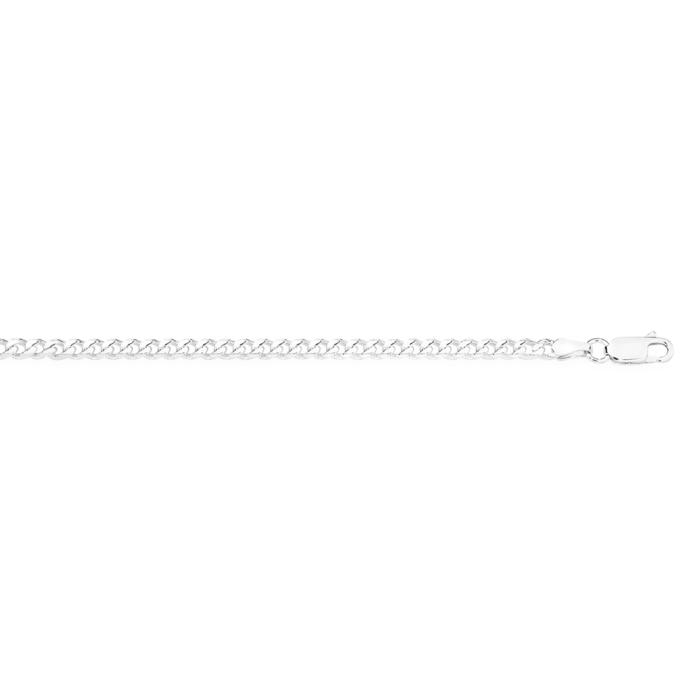 Sterling Silver 19cm Concave Dia-Cut Curb Bracelet