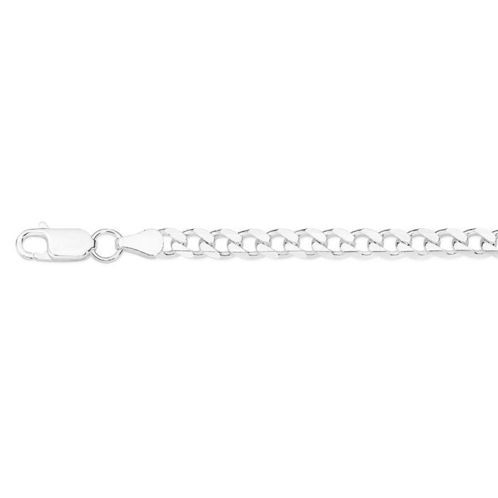 Sterling Silver 19cm Diamond-Cut Bevel Italian Curb Bracelet