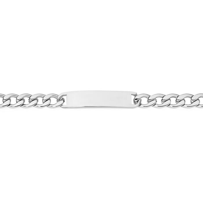 Stainless Steel 21.5cm Open Oval Curb Identity Gents Bracelet