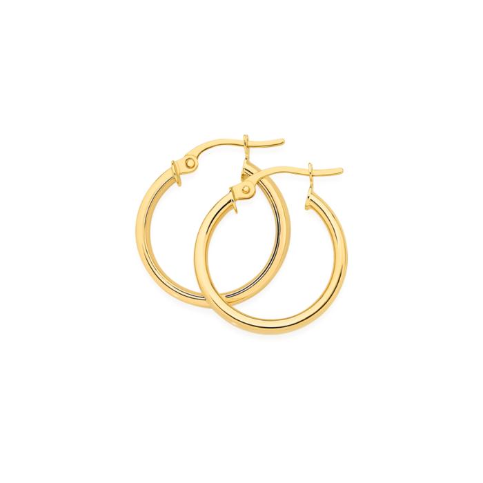 9ct Gold 3x15mm Square Tube Hoop Earrings