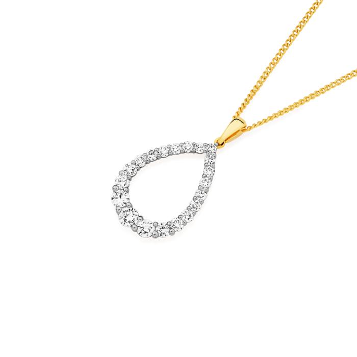 Alora 10ct Gold 1 Carat TW Lab Grown Diamond Pear Pendant