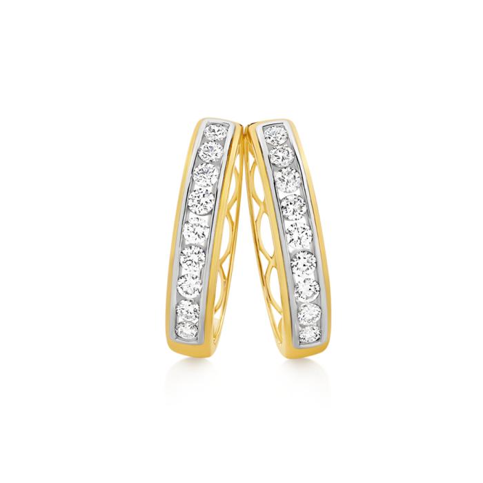 Alora 10ct Gold 1 Carat TW Lab Grown Diamond Huggie Earrings