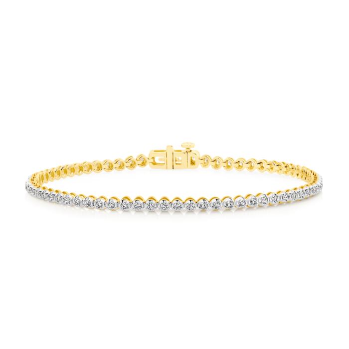 9ct Gold Diamond Fine Tennis Bracelet