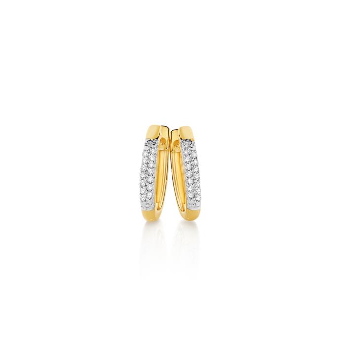 9ct Gold Diamond Pave Huggie Earrings